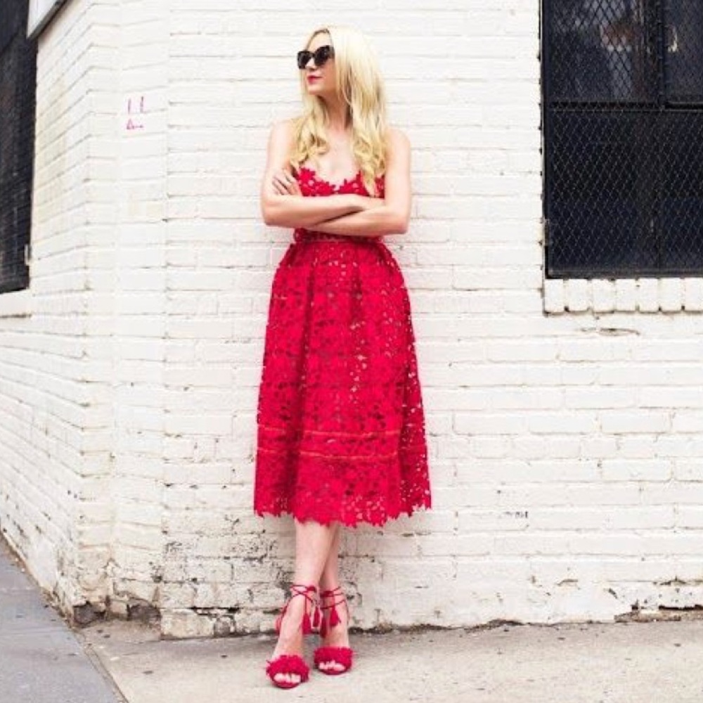 Anthropologie Scarlet Red Lace Dress